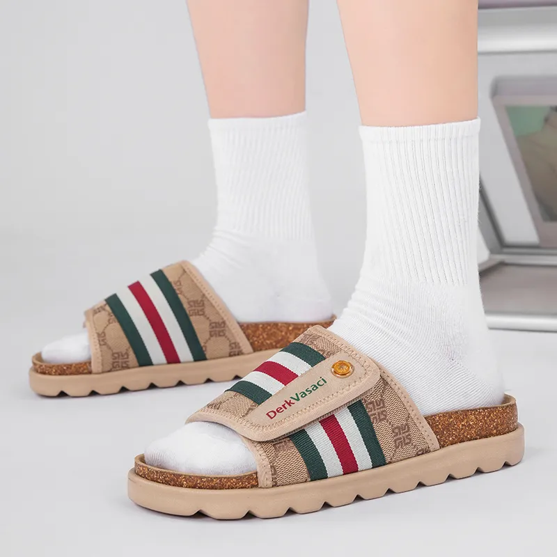 OUBT Rubber Sole Slip Resistant Odor Resistant Abrasion Resistant Slide Slippers Unisex Khaki-7
