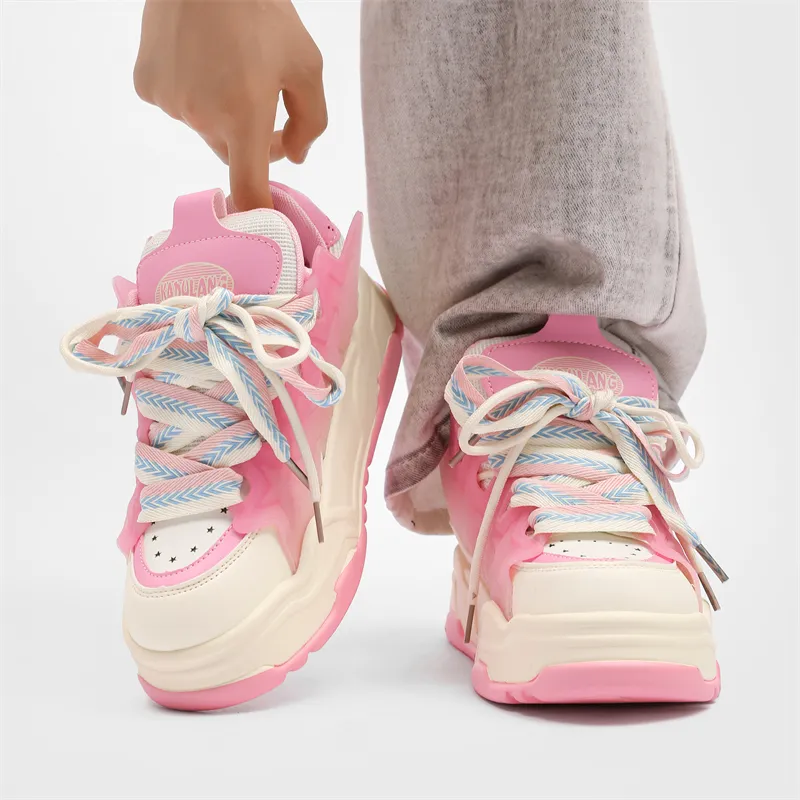 OUBT Fashion Trend, Platform Height Increase Low Top Skateboard Shoes Unisex-7