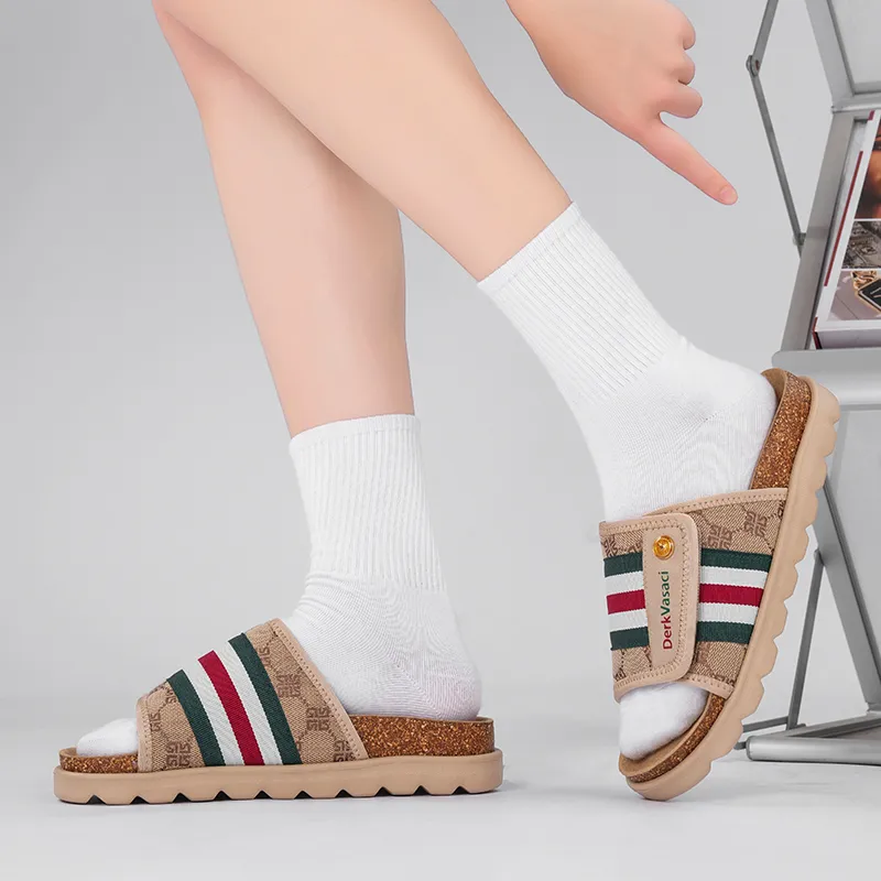 OUBT Rubber Sole Slip Resistant Odor Resistant Abrasion Resistant Slide Slippers Unisex Khaki-8