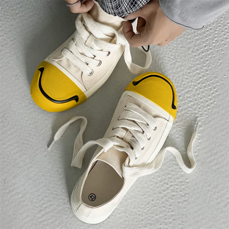 OUBT Niche Hip Hop Open Ended Smile Slip Resistant, Abrasion Resistant, Breathable Low Top Canvas Shoes Men's-11