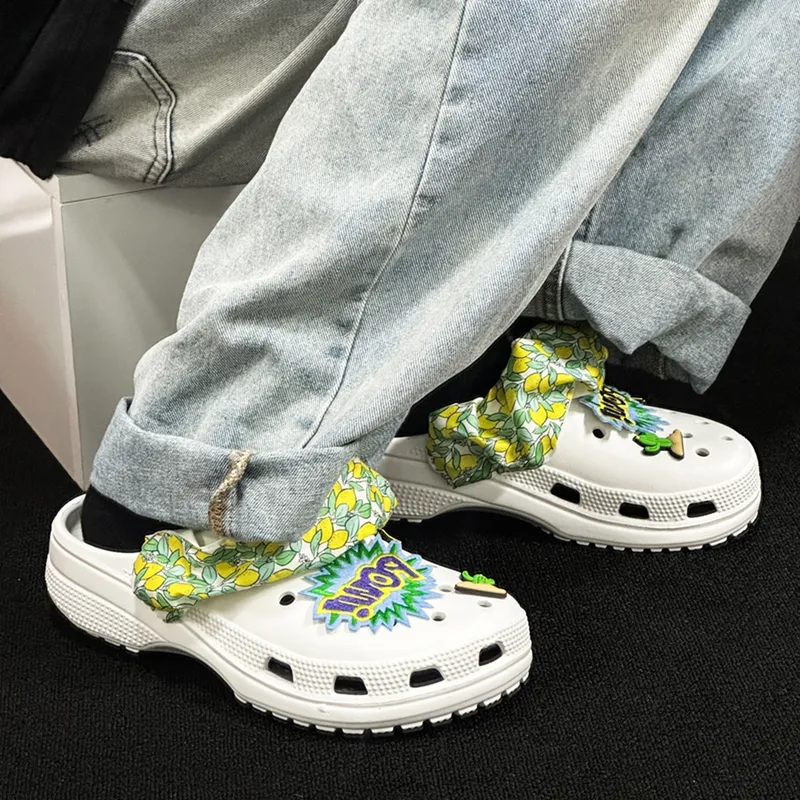 OUBT Niche Hip Hop Style, Explosive Citrus Lemon Clogs Men's White-7