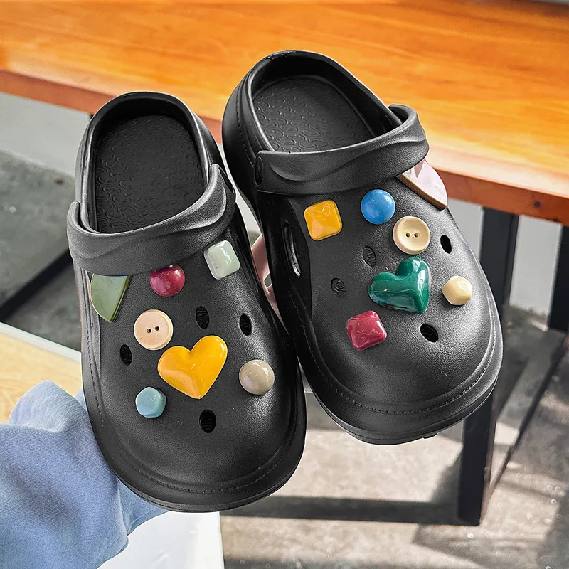 OUBT Wave Bottom Gemstone Decoration Closed Toe Clogs Women's-14