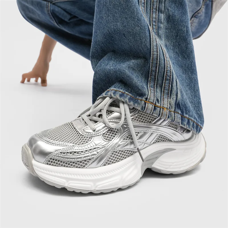 OUBT Anti-Slip Wear-Resistant Waterproof Breathable Lightweight Height Increasing Low-Top Chunky Sneakers Unisex-7