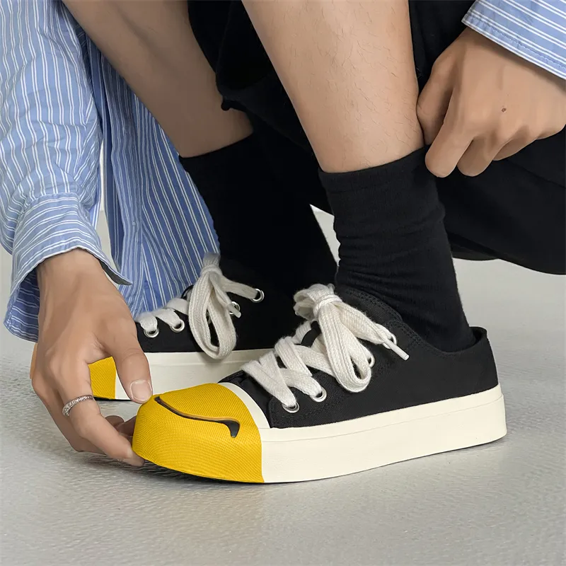 OUBT Niche Hip Hop Open Ended Smile Slip Resistant, Abrasion Resistant, Breathable Low Top Canvas Shoes Men's-6