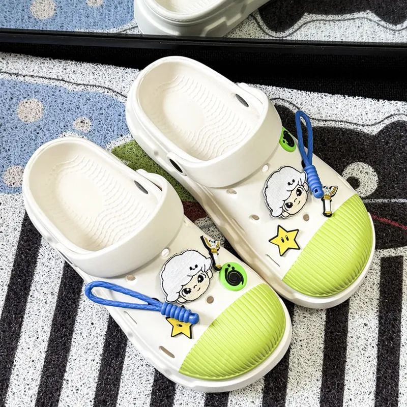 OUBT Celestial Clan Stars, Shell Head Design Clogs Unisex White Green-5