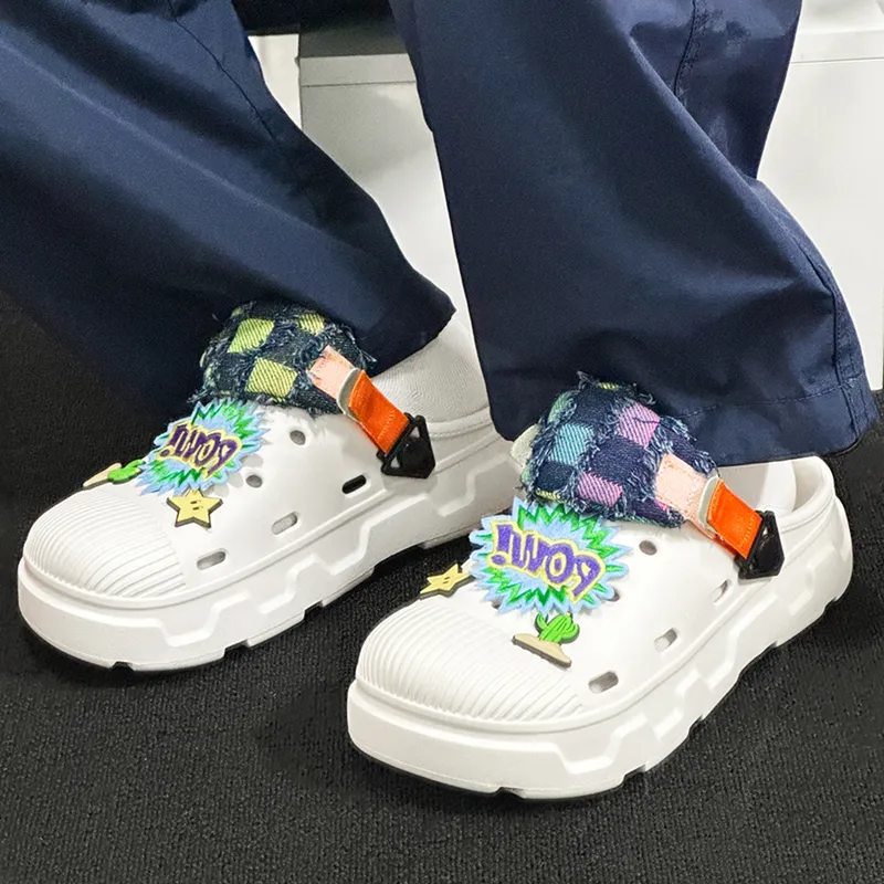 OUBT Exploded Cactus, Embroidery Clogs Unisex White-7