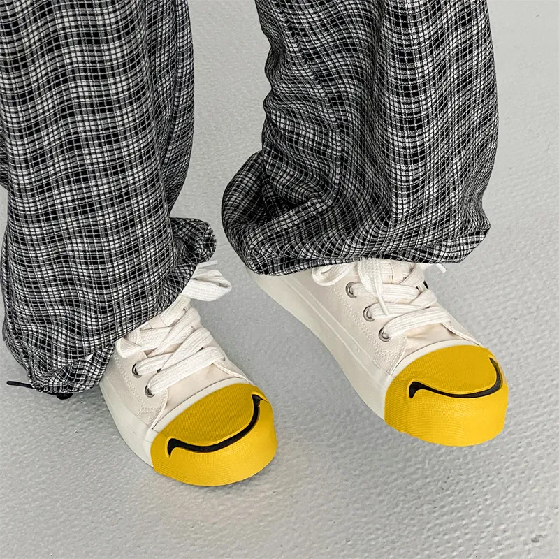 OUBT Niche Hip Hop Open Ended Smile Slip Resistant, Abrasion Resistant, Breathable Low Top Canvas Shoes Men's-12