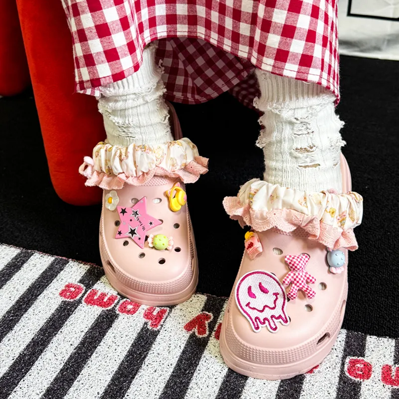 OUBT Sweet Style Girlish, Lace Trim Design Clogs Women's Pink-6