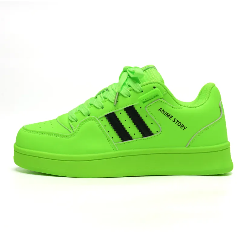 ABCIO Coverage Slip-Resistant Water-Resistant Low-Top Skateboard Shoes Unisex Neon Green-1