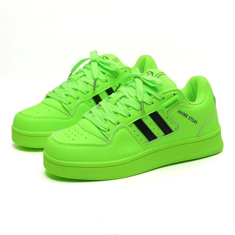 ABCIO Coverage Slip-Resistant Water-Resistant Low-Top Skateboard Shoes Unisex Neon Green-2