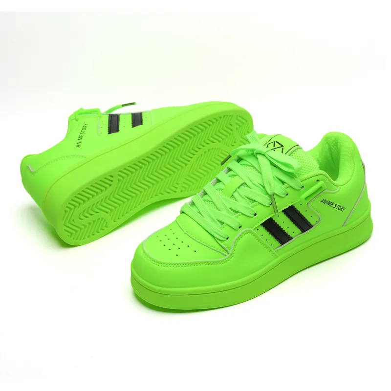ABCIO Coverage Slip-Resistant Water-Resistant Low-Top Skateboard Shoes Unisex Neon Green-3