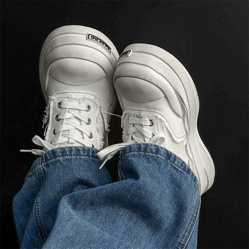 KUNGFUDEER Distressed Aesthetic Anti-Slip Wear-Resistant Low-Top Skateboard Shoes Men's-9