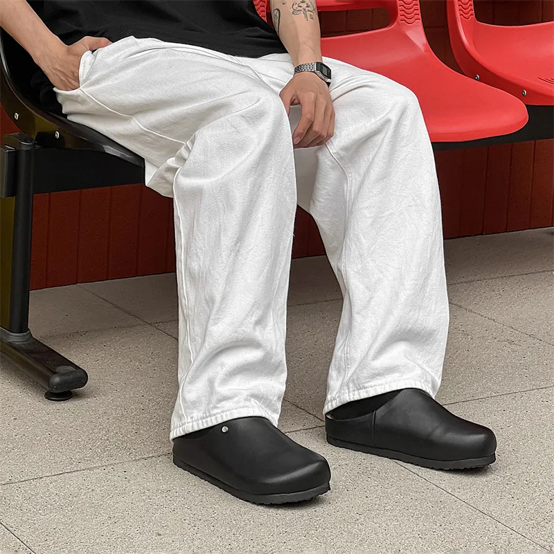 KUNGFUDEER Rubber Sole Stud Abrasion Resistant Slip Resistant Closed Toe Slippers Unisex-9
