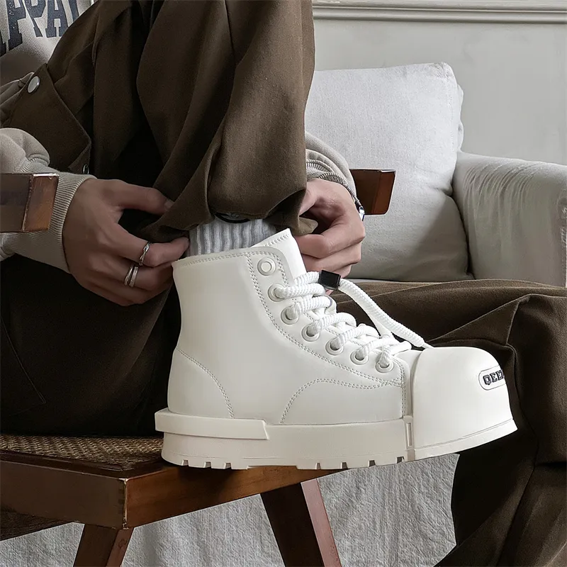 KUNGFUDEER Slip Resistant Height Increasing High Top Casual Shoes Unisex-4