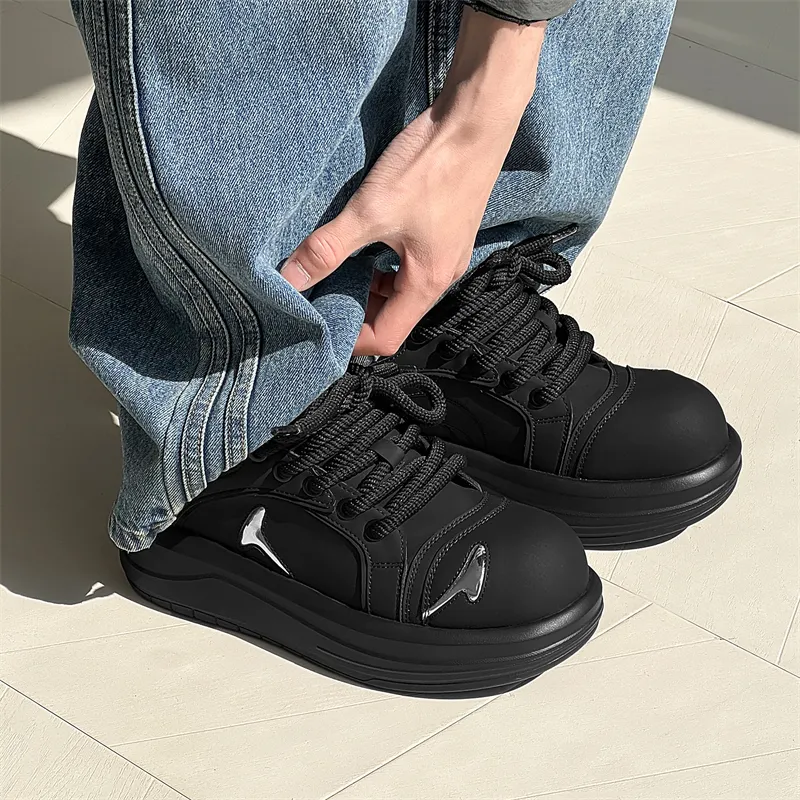 KUNGFUDEER Doll Plan Slip Resistant Height Increasing Low Top Skateboard Shoes Unisex-7
