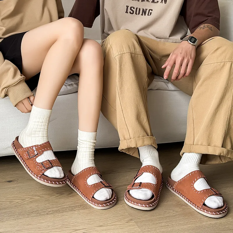 KUNGFUDEER Totem Stitching Slip Resistant Abrasion Resistant Slide Slippers Unisex-2