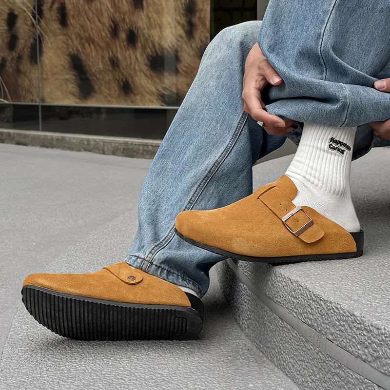 KUNGFUDEER Rubber Sole Abrasion Resistant Slip Resistant Closed Toe Slippers Men's-22