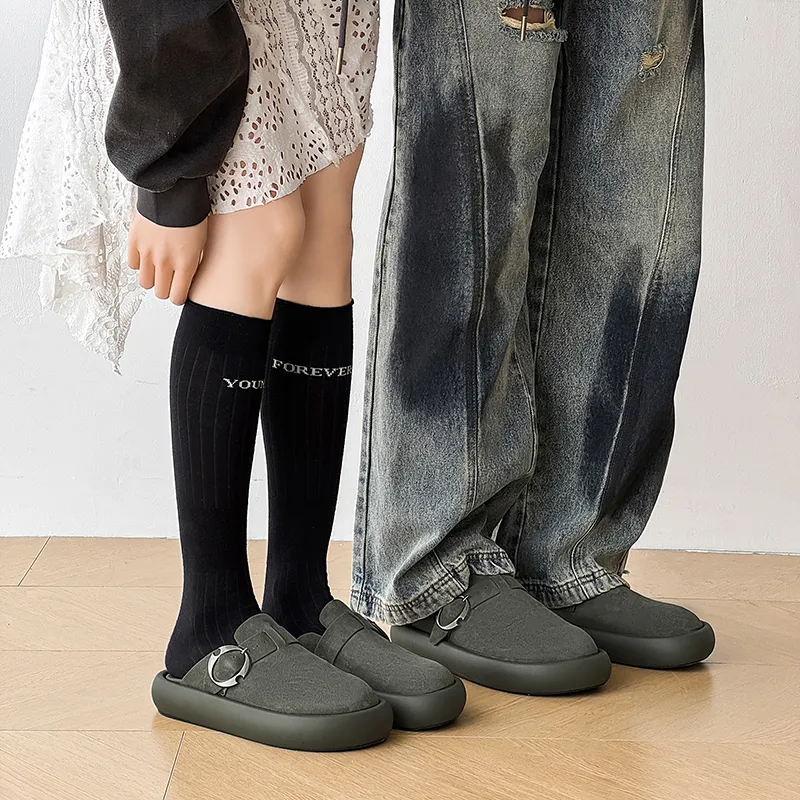 KUNGFUDEER Rubber Sole Closed Toe Slippers Unisex-9