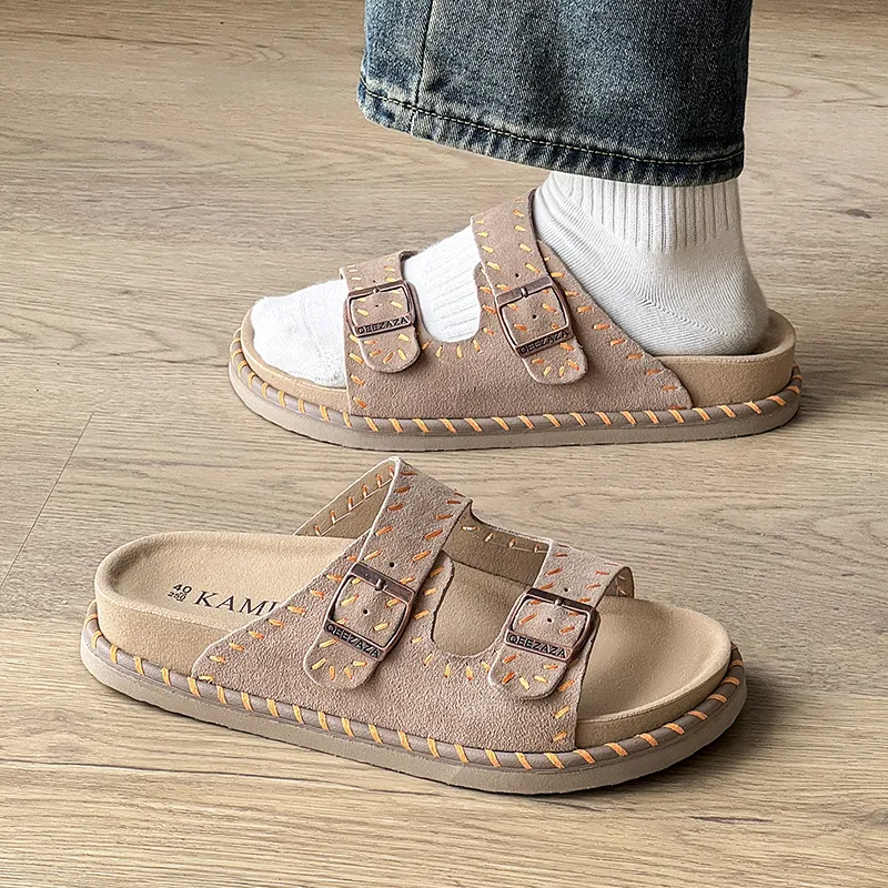 KUNGFUDEER Totem Stitching Slip Resistant Abrasion Resistant Slide Slippers Unisex-10