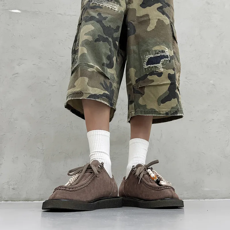 KUNGFUDEER Anti Slip Wear Resistant Low Top Casual Shoes Unisex Brown-2