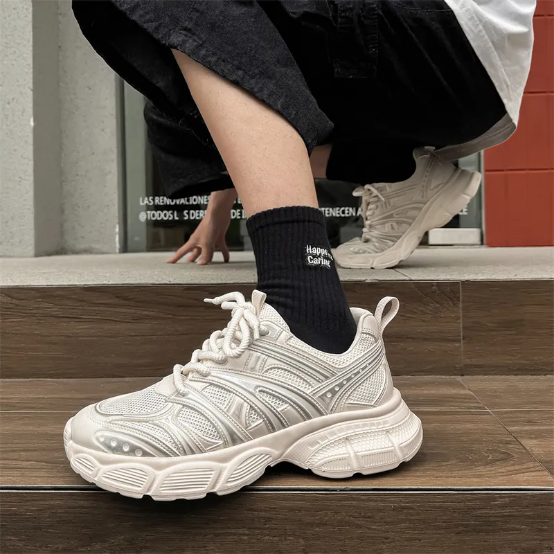 KUNGFUDEER Anti Slip Wear Resistant Low Top Chunky Sneakers Men's-3