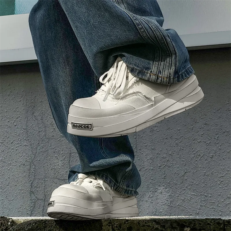 KUNGFUDEER Distressed Aesthetic Anti-Slip Wear-Resistant Low-Top Skateboard Shoes Men's-8