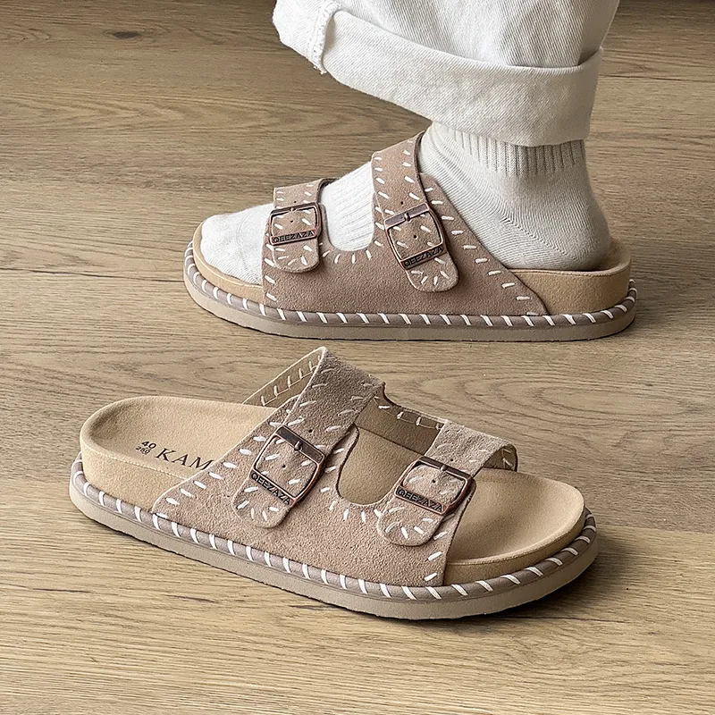 KUNGFUDEER Totem Stitching Slip Resistant Abrasion Resistant Slide Slippers Unisex-16
