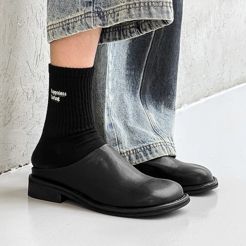 KUNGFUDEER Abrasion Resistant Slip Resistant Closed Toe Slippers Men's Black-2
