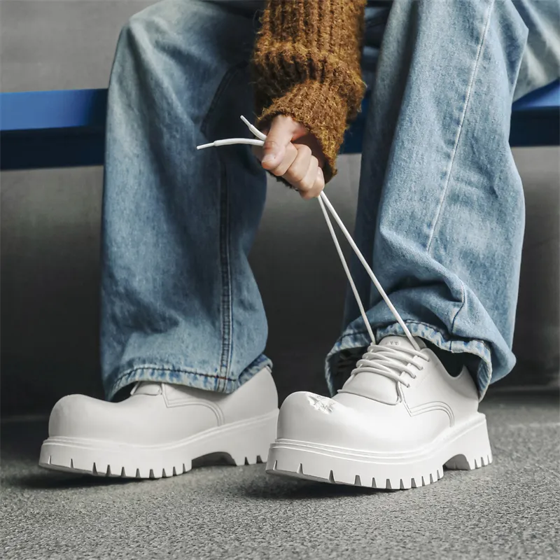 KUNGFUDEER Distressed Aesthetics Anti Slip And Wear Resistant Height Increasing Low Top Casual Shoes Unisex-14