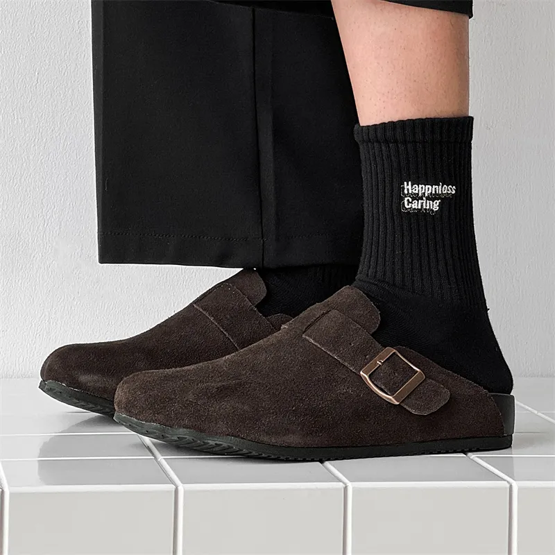 KUNGFUDEER Rubber Sole Abrasion Resistant Slip Resistant Closed Toe Slippers Men's-8