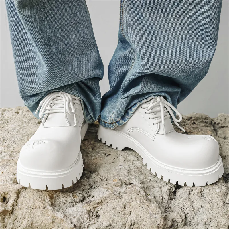 KUNGFUDEER Distressed Aesthetics Anti Slip And Wear Resistant Height Increasing Low Top Casual Shoes Unisex-15