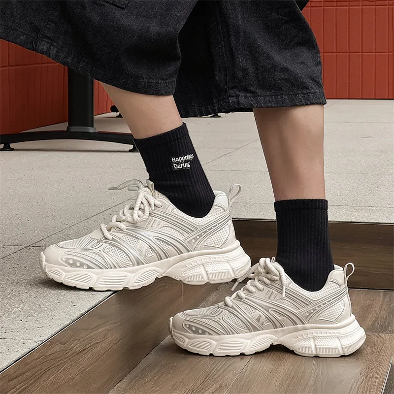 KUNGFUDEER Anti Slip Wear Resistant Low Top Chunky Sneakers Men's-4