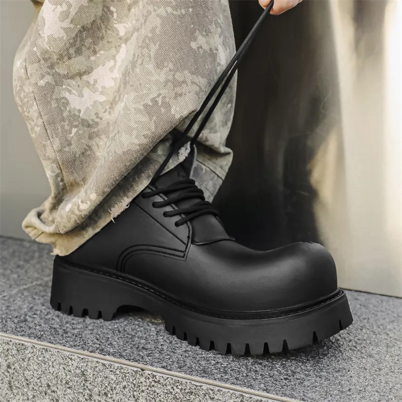 KUNGFUDEER Distressed Aesthetics Anti Slip And Wear Resistant Height Increasing Low Top Casual Shoes Unisex-2