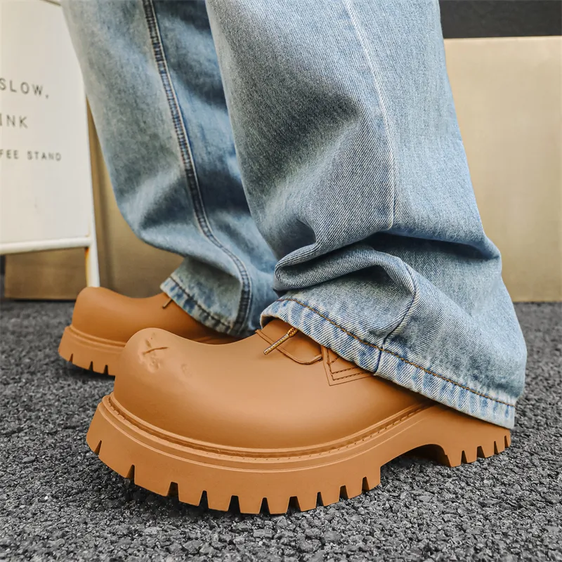 KUNGFUDEER Distressed Aesthetics Anti Slip And Wear Resistant Height Increasing Low Top Casual Shoes Unisex-9