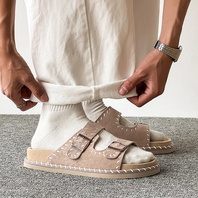 KUNGFUDEER Totem Stitching Slip Resistant Abrasion Resistant Slide Slippers Unisex-14
