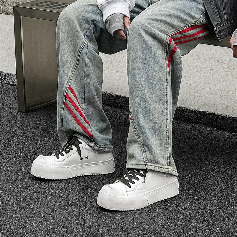 KUNGFUDEER Cool Play Collection Slip Resistant Height Increasing Low Top Skateboard Shoes Unisex Distressed White-3