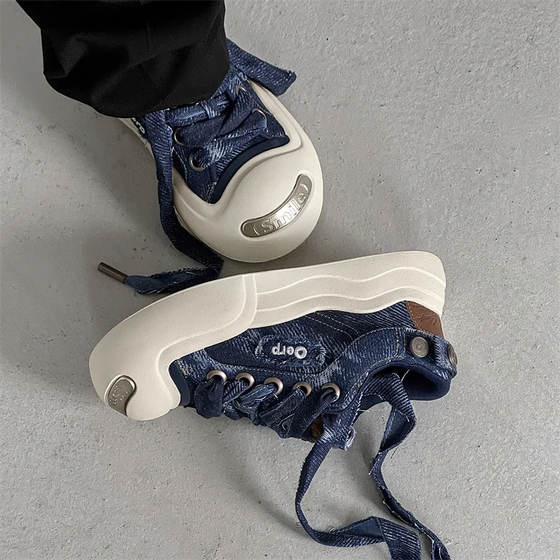 KUNGFUDEER Doll Plan Canvas Shoes Unisex Denim Blue-1