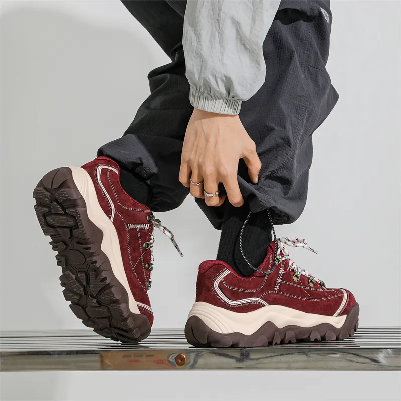KUNGFUDEER Cool Play Collection Anti-Slip Wear-Resistant Low-Top Chunky Sneakers Unisex Angora Red-4