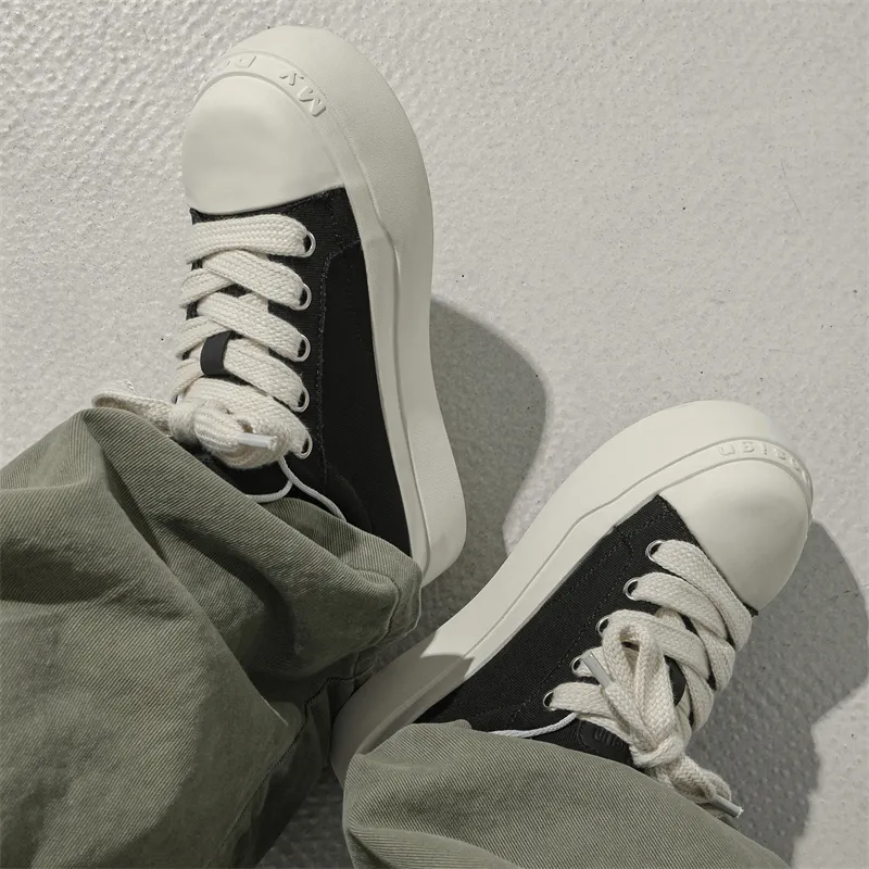 KUNGFUDEER Thread Line Collection Anti Slip Wear Resistant Low Top Skateboard Shoes Unisex Black-5