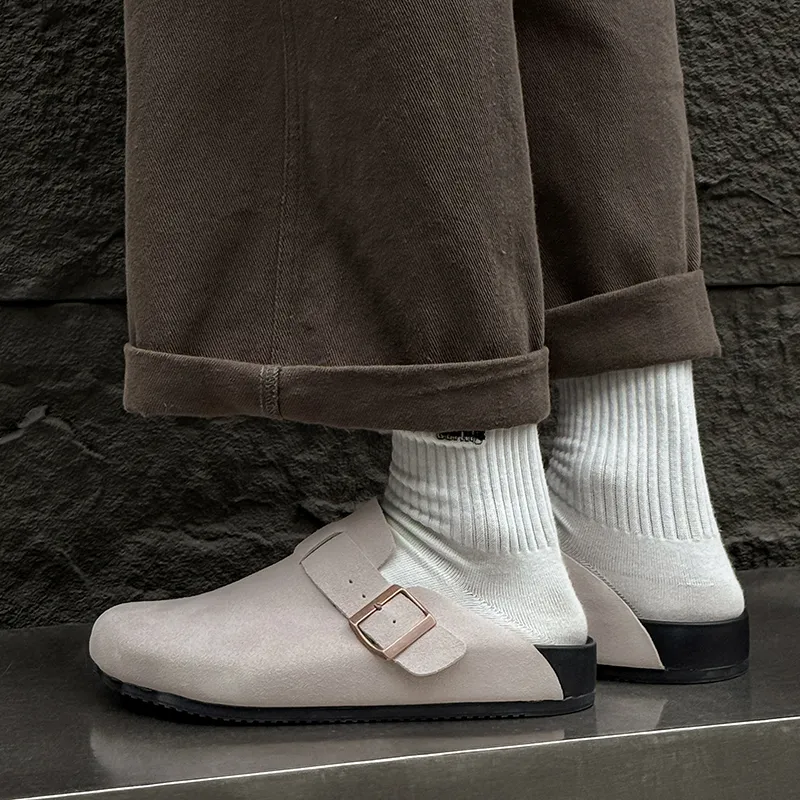 KUNGFUDEER Rubber Sole Abrasion Resistant Slip Resistant Closed Toe Slippers Men's-36