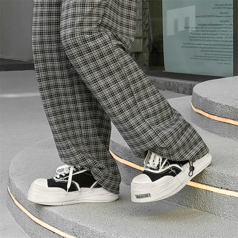 KUNGFUDEER Distressed Aesthetic Anti-Slip Wear-Resistant Low-Top Skateboard Shoes Men's-4