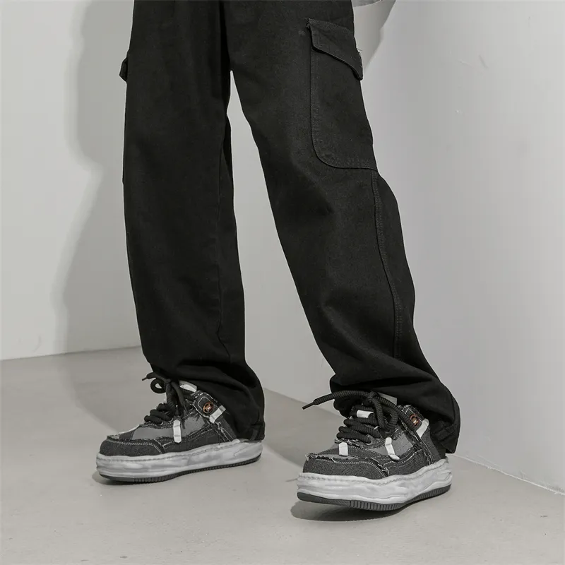 KUNGFUDEER Cool Play Collection Anti Slip Wear Resistant Low Top Skateboard Shoes Men's Denim Gray-5