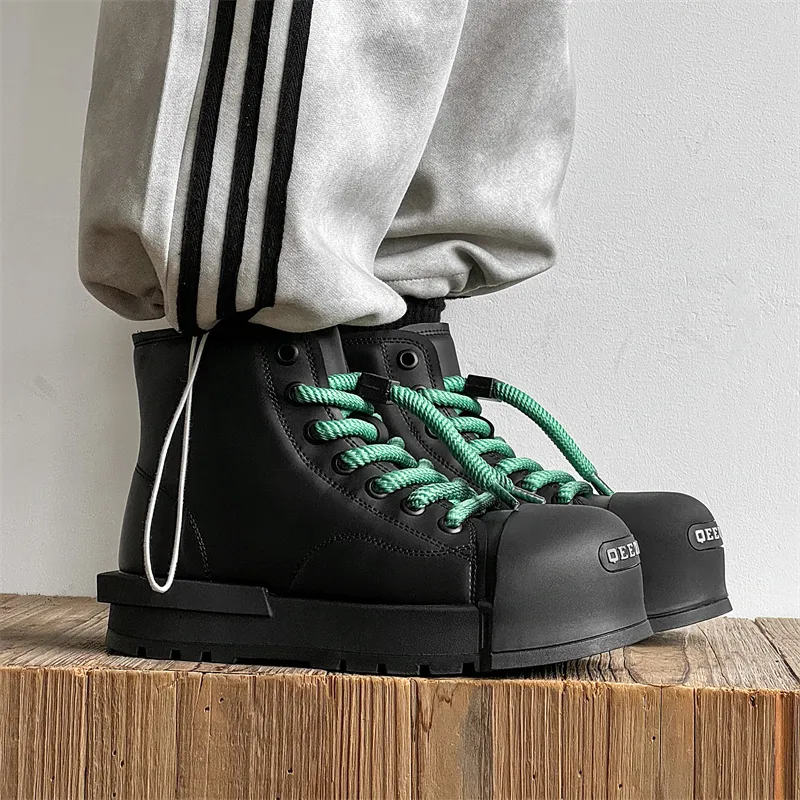 KUNGFUDEER Slip Resistant Height Increasing High Top Casual Shoes Unisex-9
