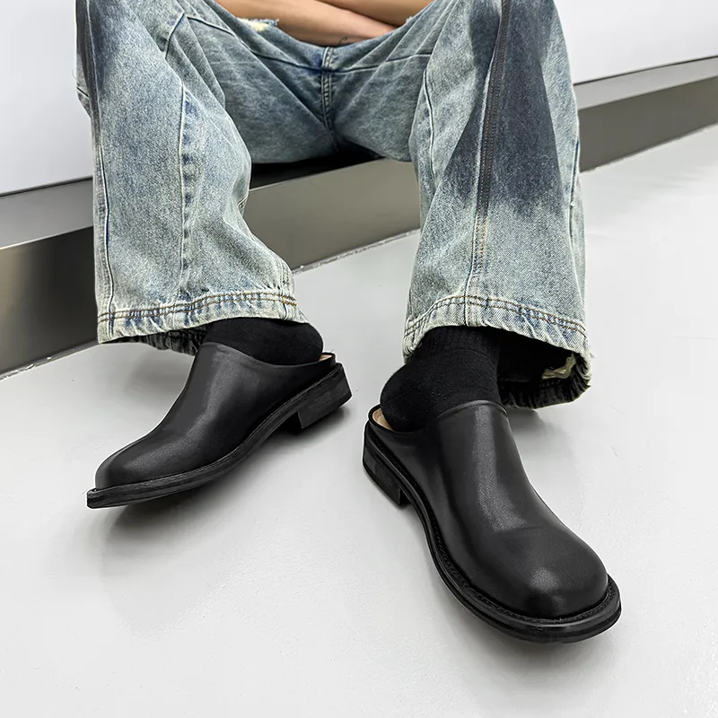 KUNGFUDEER Abrasion Resistant Slip Resistant Closed Toe Slippers Men's Black-3