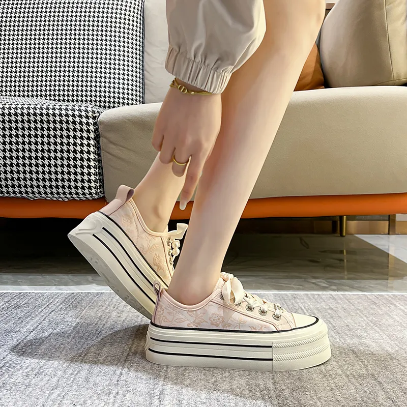 KEJIANNI Anti-Slip And Wear-Resistant Lightweight Height Increasing Low-Top Canvas Shoes Women's-21