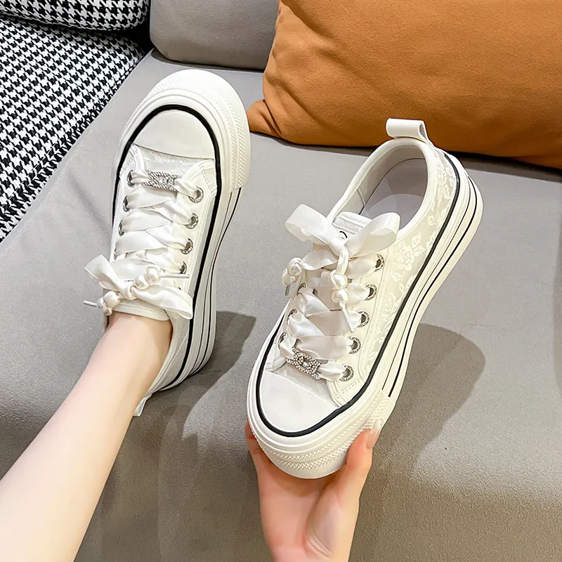 KEJIANNI Anti-Slip And Wear-Resistant Lightweight Height Increasing Low-Top Canvas Shoes Women's-9