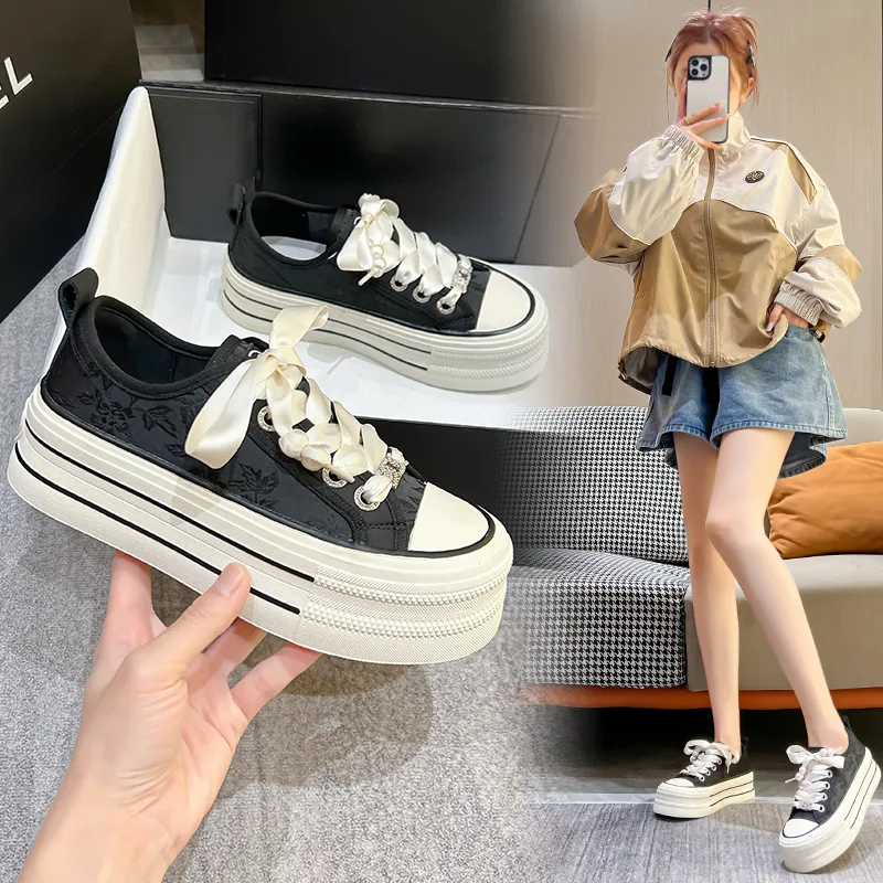 KEJIANNI Anti-Slip And Wear-Resistant Lightweight Height Increasing Low-Top Canvas Shoes Women's-27