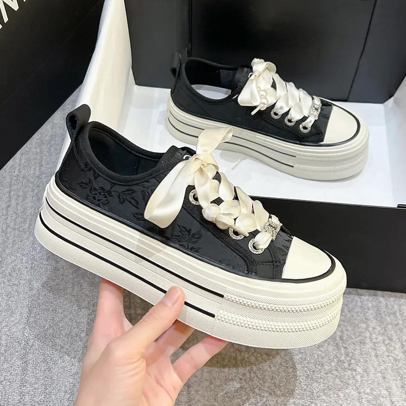 KEJIANNI Anti-Slip And Wear-Resistant Lightweight Height Increasing Low-Top Canvas Shoes Women's-28