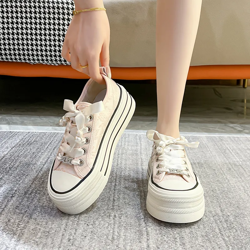 KEJIANNI Anti-Slip And Wear-Resistant Lightweight Height Increasing Low-Top Canvas Shoes Women's-20