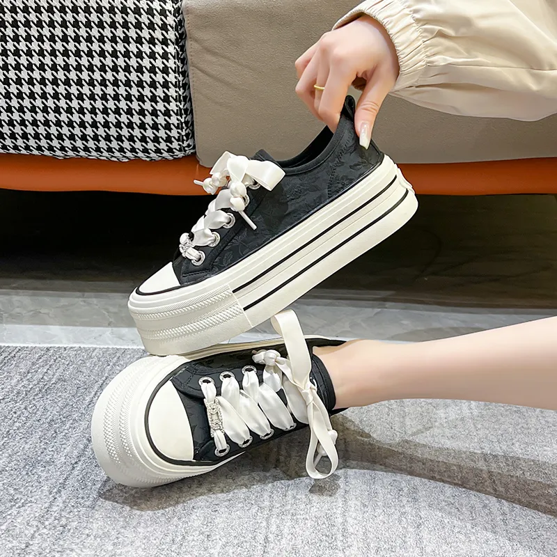 KEJIANNI Anti-Slip And Wear-Resistant Lightweight Height Increasing Low-Top Canvas Shoes Women's-29